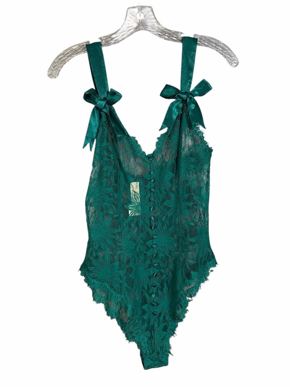 Vintage Victoria's Secret Gold Label Green Lace Teddy & Satin Robe Set Women's M - Picture 5 of 9